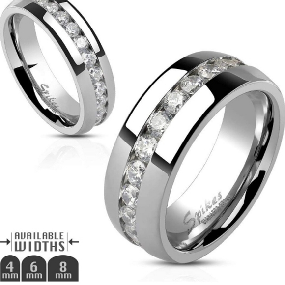 Mens Sterling Silver CZ Ring Size 10 - Picture 5 of 6